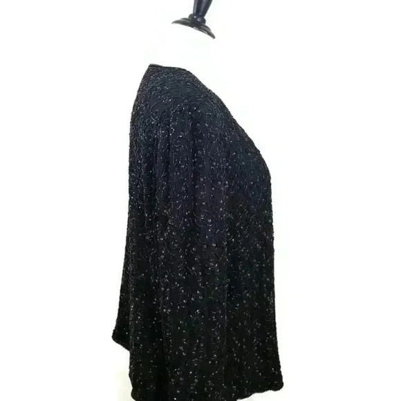 LAURENCE KAZAR SILK SEQUIN BLACK BLAZER SIZE 2X - Picture 3 of 4